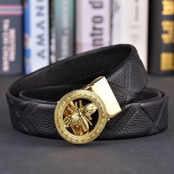 2024 Top selling Time Running Belt for Men's Genuine Leather Automatic Buckle Belt for Young People Korean Edition Trend_viptrois.com