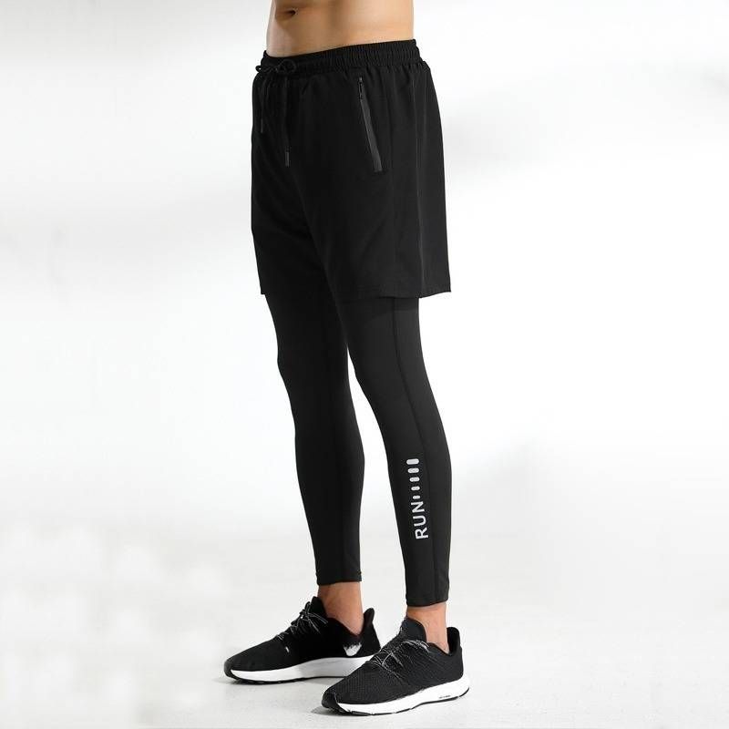 Men's Clothing Men's Leggings Seven Point Two Piece Fitness Running Training Casual Stretch Quick Drying Trousers_viptrois.com
