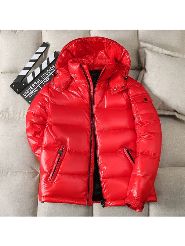 New Bright Down Jacket For Men In Autumn And Winter, Loose And Versatile, Red Detachable Hat, Thick Men's Cotton Jacket_viptrois.com
