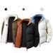 Unisex Reversible Winter Jacket - Thickened Polyester Puffer Coat With Stand Collar, Warm & Comfortable For Daily Wear (White/Black/Brown)_viptrois.com