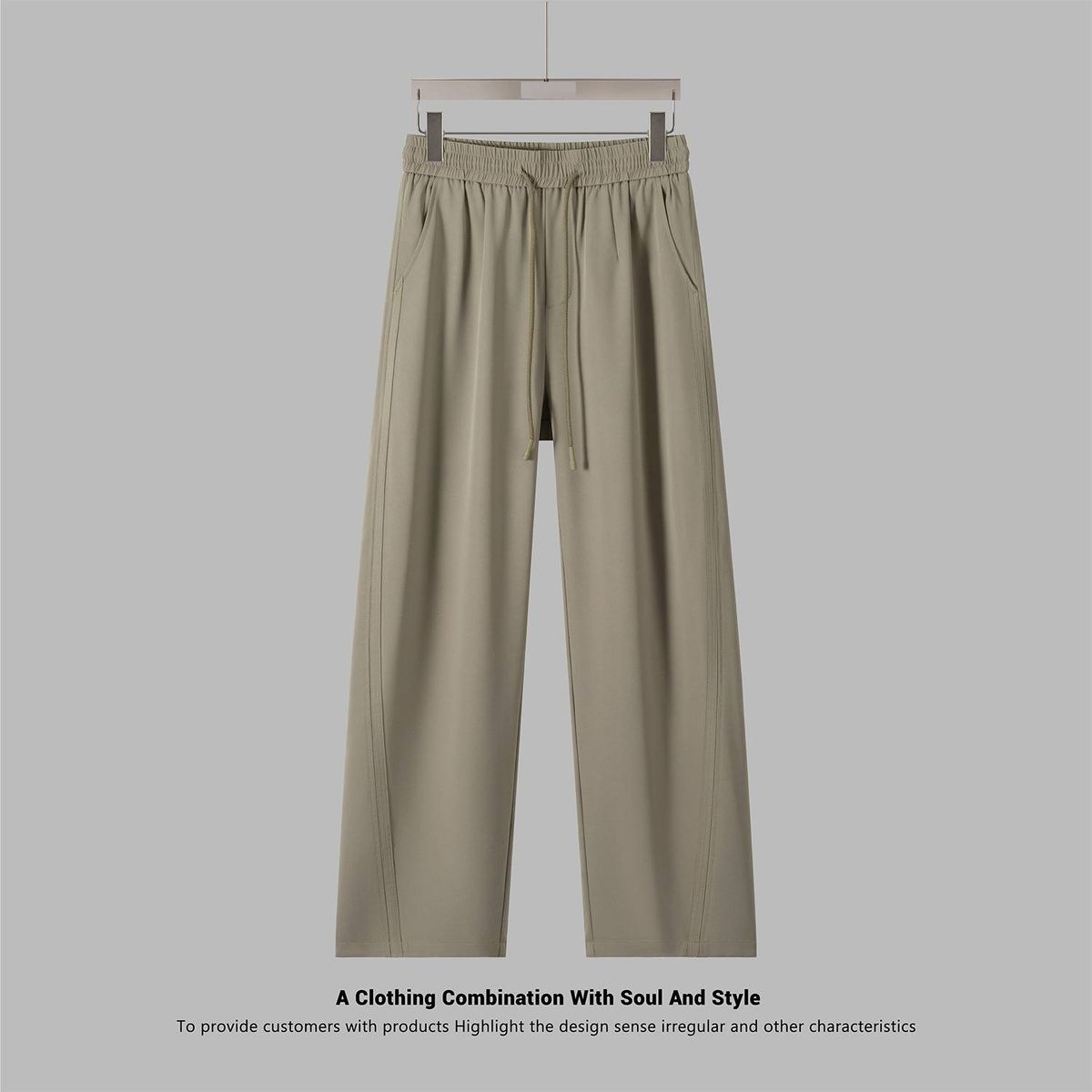 Men's Lightweight Summer Pants - Breathable Straight Leg Trousers With Drawstring Waist Casual & Office Wear (Black, Paris Grey, Khaki, Dark Grey)_viptrois.com