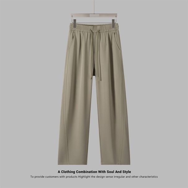 Men's Lightweight Summer Pants - Breathable Straight Leg Trousers With Drawstring Waist Casual & Office Wear (Black, Paris Grey, Khaki, Dark Grey)_viptrois.com
