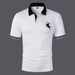 Men's Printed Polo Shirt - Short Sleeve Casual Tight Lapel Shirt, Breathable Polyester Fashion Top For Summer, Slim Fit (White) Sizes S-XXL_viptrois.com