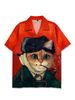 Men's Clothing Trendy Brand High End Hong Kong Style Short Sleeved Shirt Men's Personality Creative Cartoon Casual Loose Beach Flower Shirt Women_viptrois.com