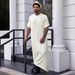 Men's Clothing Turkish Muslim Men's Short Sleeved Solid Color Medium Length Blouse Men_viptrois.com