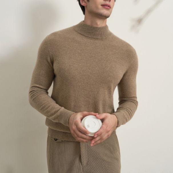 "Men's Relaxed Fit Turtleneck Sweater - Soft Wool Blend Pullover For Autumn & Winter"_viptrois.com
