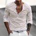 Yama Men's Autumn Winter Versatile Base Long Sleeve Shirt Casual Striped Henley T-Shirt_viptrois.com