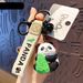 Bag Pendant Handcrafted Panda Couple Keychain - Resin & Wood Carving Style With Bamboo Accents (Exquisite Gift Idea)_viptrois.com
