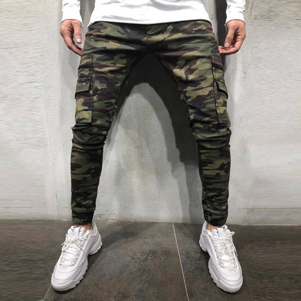 Men's Clothing Camouflage Overalls Multi Pocket Small Feet Elastic Slim Fashion Jeans_viptrois.com