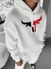 Men's Autumn And Winter Casual Fashionable Loose Hooded Sweatshirt With Red Horn Print Warm Long Sleeved Pullover_viptrois.com