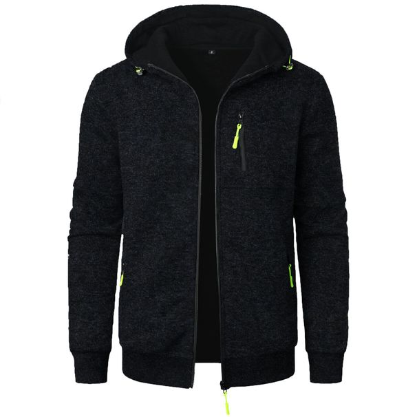 New Men's Sports Fitness Casual Jacquard Sweater Cardigan Hooded Jacket Knitted Cardigan_viptrois.com