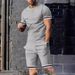 Men's Clothing Summer Men's Short Sleeved T Shirt Round Neck Suit Sports Men's Casual Shorts Two Piece Suit Men_viptrois.com