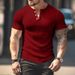 Men's Clothing solid color men's new summer versatile short sleeved Henry shirt casual knitted T shirt_viptrois.com