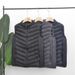 "Men's Stand Collar Quilted Down Vest – Winter-Weight Sleeveless Jacket (Classic Black/Dark Blue/Greyish, 2XL-5XL)"_viptrois.com