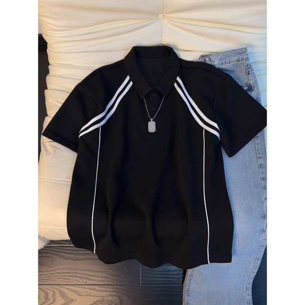 Cleanfit Men's Heavyweight Short Sleeve Shirt Summer American Style Color Block Shoulder T-Shirt Top Simple Design_viptrois.com