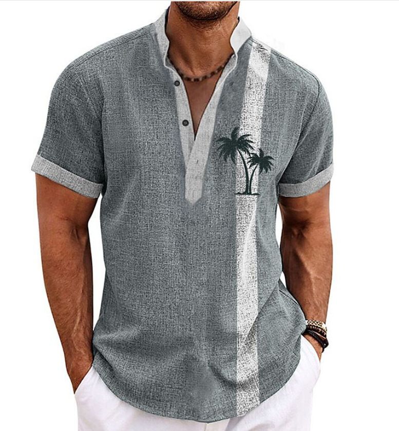 Men's Simple Short Sleeve Shirt Turtle Pattern 3D Printed Cardigan Single Breasted_viptrois.com