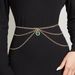 waist chain Green Crystal Jewel Pendant Multi-layer wave side swing chain waist_viptrois.com