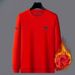 Men's Clothing autumn and winter fleece-lined thickened men's round neck sweater fleece-lined warm Men's bottoming shirt middle-aged T-shirt top_viptrois.com