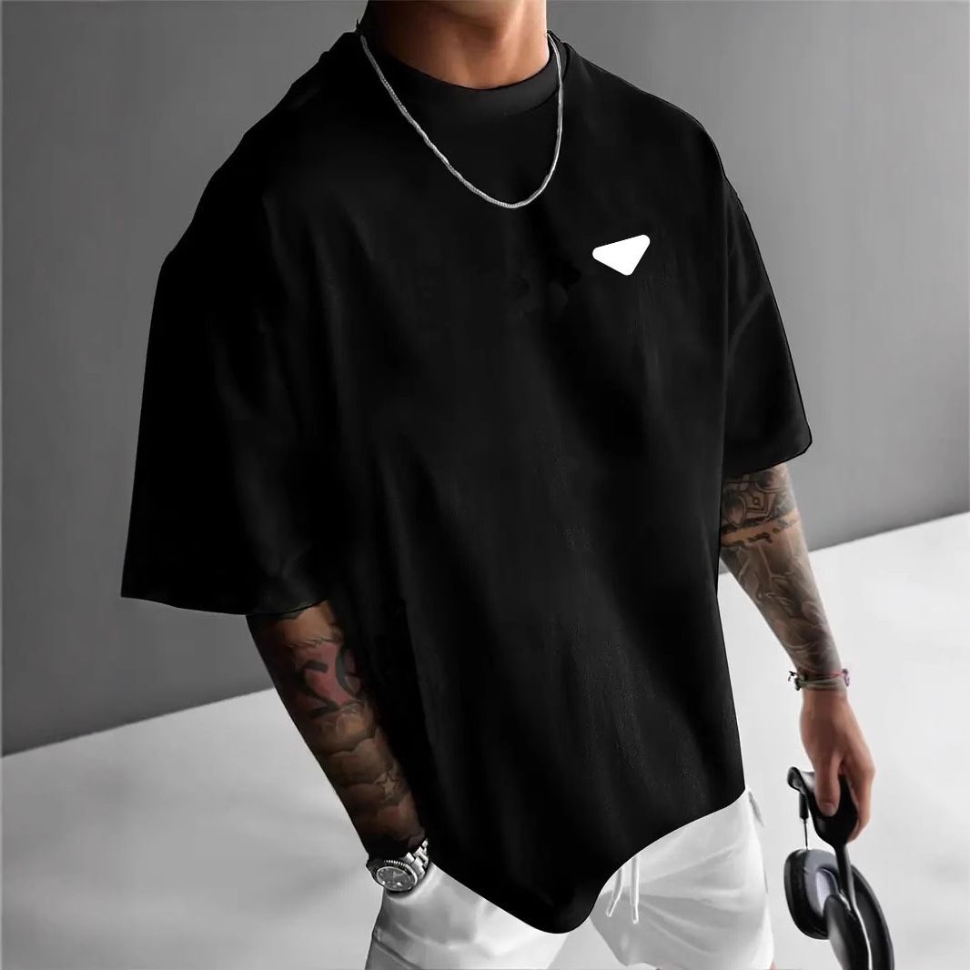 Men's Fashion Short-sleeved T-shirts Summer Slim-fit Pure Cotton Printed T-shirts Trendy Casual Versatile Tops_viptrois.com
