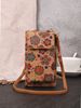Fashion Retro Bohemian Style Ladies Messenger Bag Multifunctional Large Capacity Mobile Phone Bag Pu Wood Grain Bag_viptrois.com