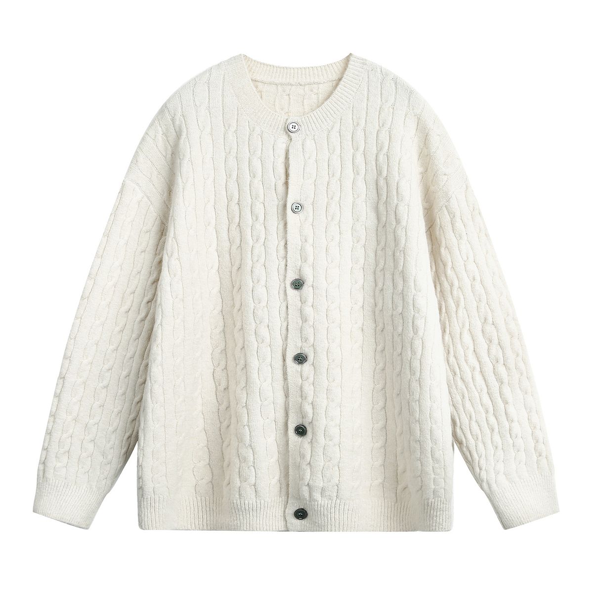 Men’s Cable-Knit V-Neck Cardigan – Oversized Streetwear Sweater With Soft Wool Blend (M-XXL, Anchorage Red/Milk White/Light Grey/Navy)_viptrois.com