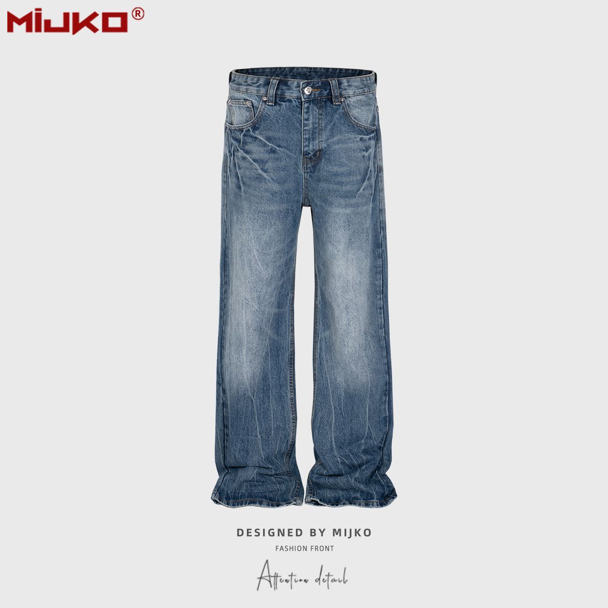 men's and women's washed distressed trousers high street same style for men and women with white texture design multi-size trendy jeans_viptrois.com