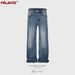 men's and women's washed distressed trousers high street same style for men and women with white texture design multi-size trendy jeans_viptrois.com