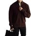 Men’s Semi-High Neck Zip-Front Knit Sweater – Anti-Pilling Modal Blend Heavyweight Cardigan For Autumn & Winter_viptrois.com