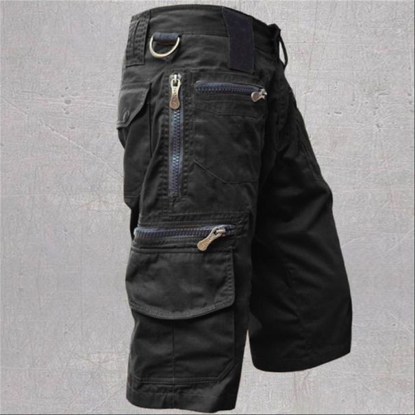 Summer 2025 Fashion European-USA Style Cargo Shorts Men's Cotton Mid Waist Straight Type Multi Pocket Workwear Shorts S-5XL_viptrois.com