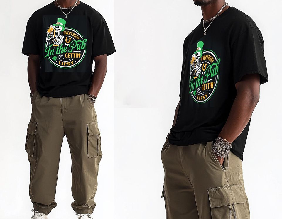 Men's Clothing Ireland Special St. Patrick's Day Men's Tops Printed Heavy Cotton Short Sleeved Loose 200g T Shirt Men_viptrois.com