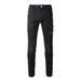 Men's Clothing Fashion Brand Washed Scratched Patches Paint Graffiti Stretch Slim Jeans_viptrois.com