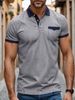 Men's Clothing Short Sleeved Elastic Denim Polo Shirt Men's Lapel T Shirt Slim Fit Top_viptrois.com