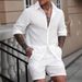 Men's Casual Loose Short Sleeved Shirt Shorts Men's Summer Suit_viptrois.com