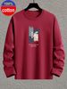 100 Cotton Men's Top Summer Men's Long Sleeved Round Neck Black Top Loose Casual T-shirt_viptrois.com