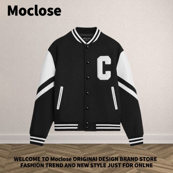 Men's Clothing Autumn And Winter Outdoor Contrast Color Patchwork Leather Loose College Style Plus Cotton Men And Women Jacket Baseball Jacket_viptrois.com