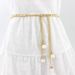 Dress with skirt sweater suit Superior vintage metal waist chain women's fine pearl embellished dress belt_viptrois.com