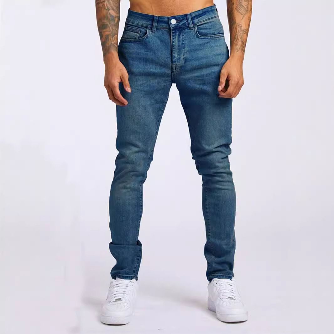 Men's Clothing Jeans Ins Trendy Slim Denim Trousers_viptrois.com