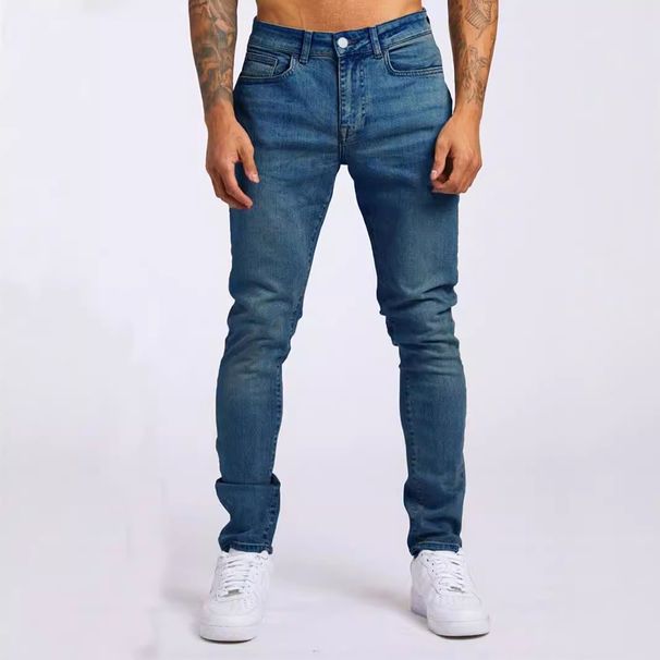 Men's Clothing Jeans Ins Trendy Slim Denim Trousers_viptrois.com