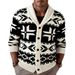 Loom Cross-Border Foreign Trade Men's Clothing European And American Retro Heavy Jacquard Turn-Down Collar Thick Coarse Knit_viptrois.com