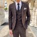 Men's Three-piece Suit Korean Style British Slim Plaid Wedding Casual Three-piece Suit_viptrois.com