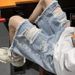 Men's Korean Style Slim Fit Denim Shorts Summer Trendy Ripped Casual Five Point Breeches Trendy Brand Pants_viptrois.com