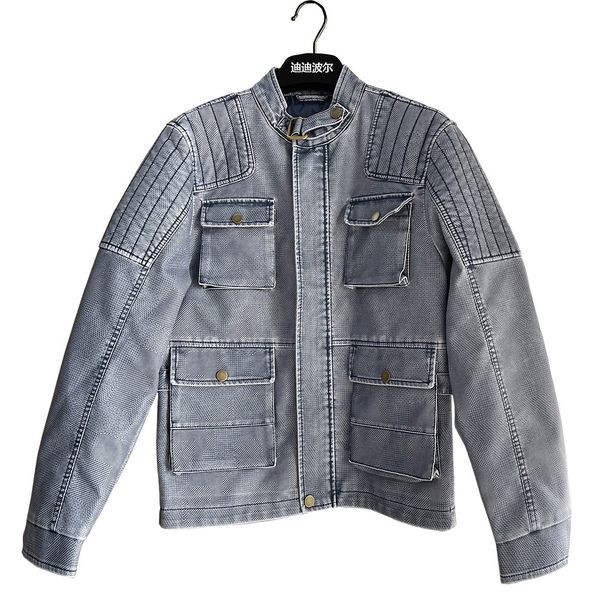 Men's Vintage Washed PU Leather Jacket – Retro Biker Style Coat (Khaki/Black/White/Denim Blue/Espresso, M-5XL)_viptrois.com
