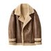 Men's Faux Fur Collar Jacket - Winter Warm Fleece Lined Casual Coat With Double Breasted Design, Windproof Polyester Outer Shell_viptrois.com