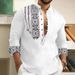 Men's Shirts New Summer Long Sleeved Stand Up Collar Trendy Half Open Cardigan Printed Casual Shirts_viptrois.com