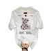 TKPA Men's T-shirt Summer New Style American Street Cartoon Printed Bear Cotton Loose_viptrois.com