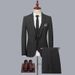 Men's Clothing yarn dyed three piece suit one button men's business suit slim formal suit professional wedding suit suit_viptrois.com
