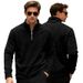Men's Half-Zip Stand Collar Sweatshirt – Thick Fleece Loose Fit For Autumn & Winter_viptrois.com