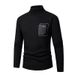 Men's High Neck Knit Sweater With Patchwork Design, Fleece-Lined Warm Pullover For Autumn Winter, Slim Fit Casual Comfortable Tops_viptrois.com