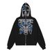 Gothic Skull Rhinestone Hoodie – Unisex Oversized Zip-Up Sweatshirt (Black, S-XXXXL) | Harajuku Streetwear With 3D Crystal Embellishments_viptrois.com
