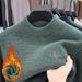 Winter Men's Half Turtleneck Lined Thick Chenille Sweater Middle-aged And Young Men, One-piece Fleece Warm Knitted Base_viptrois.com
